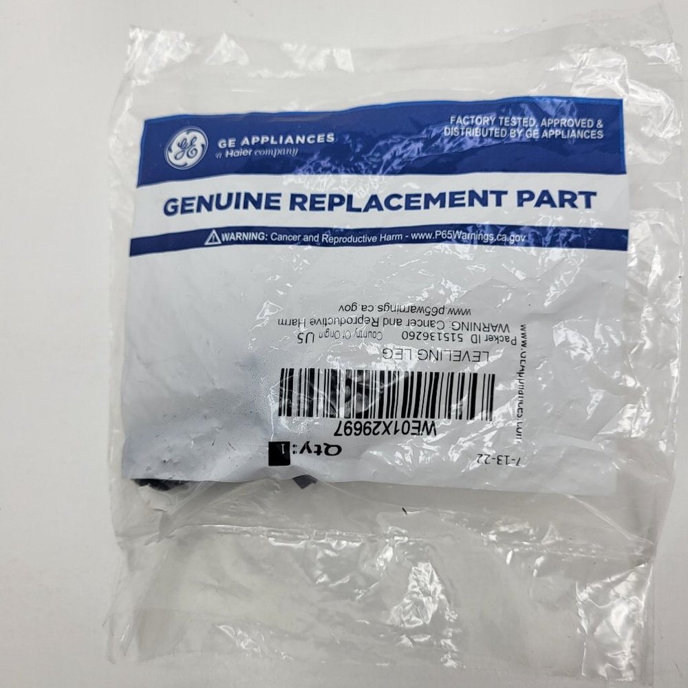 New OEM GE Dryer CONNECTED LEVELING LEG WE01X29697